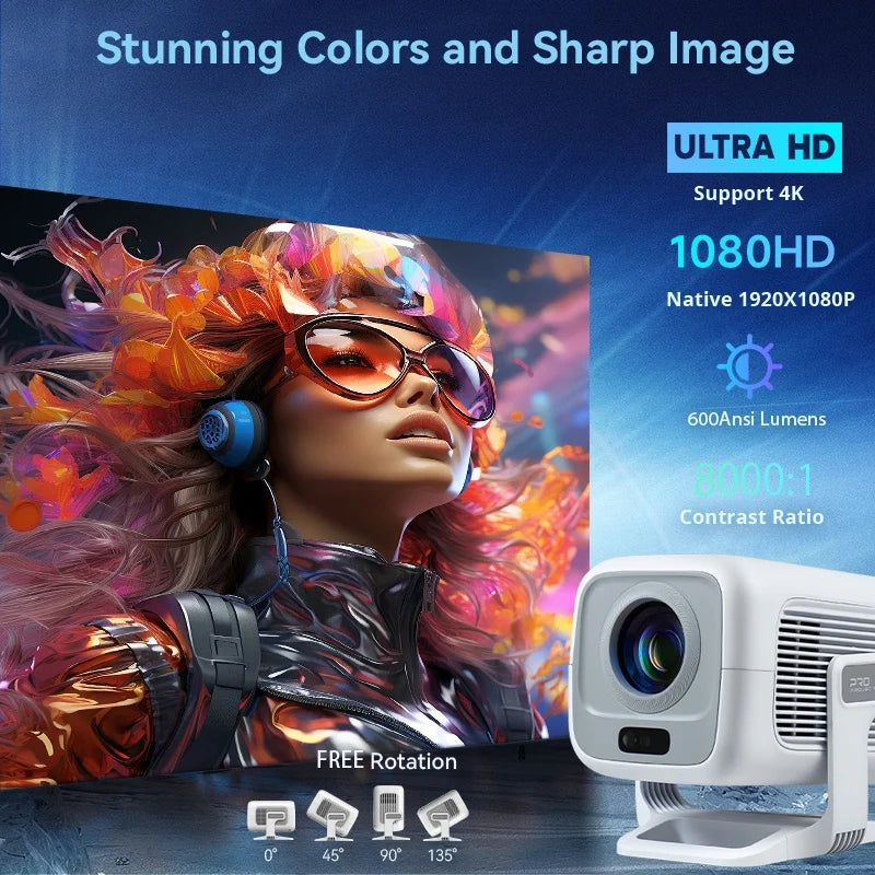X3Plus HD Projector Native 1080P Support 4K WIFI6 BT5.4 Android Projector Auto-Focus Auto-Keystone Home Theater Projector