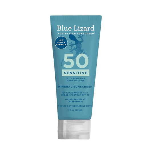 SENSITIVE Mineral Sunscreen with Zinc Oxide, SPF 50+, Water Resistant, UVA/UVB Protection with Smart Cap Technology - Fragrance Free, 3 Oz. Tube