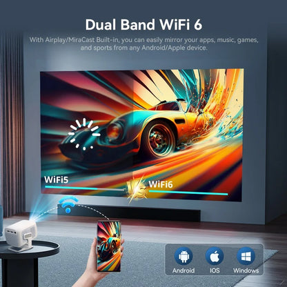 X3Plus HD Projector Native 1080P Support 4K WIFI6 BT5.4 Android Projector Auto-Focus Auto-Keystone Home Theater Projector
