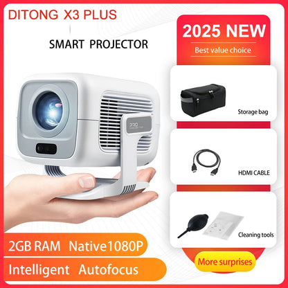 X3Plus HD Projector Native 1080P Support 4K WIFI6 BT5.4 Android Projector Auto-Focus Auto-Keystone Home Theater Projector